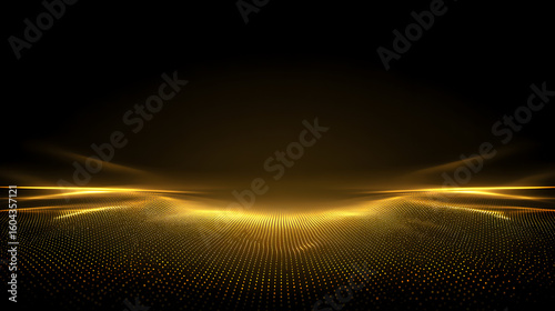 Gold spotlight stage background cinematic golden rays, particles, reflective floor for YouTube intros & livestream overlays