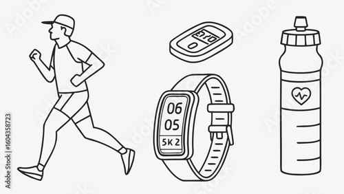 Fitness Tracker Icon Set – Apple Red Vector Icons for Health Monitoring, Exercise, and Wellness Apps