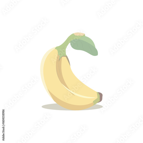 Minimalist Vector Banana Illustration with Leaf
