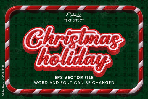 Christmas holiday 3d inflated editable vector text effect