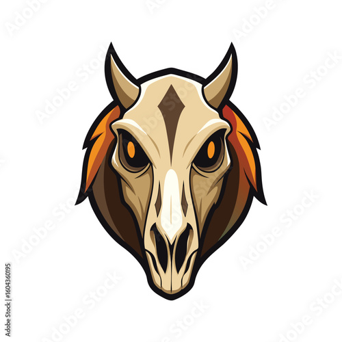 horse skull frontally Horse skull silhouette  horse. Vintage retro