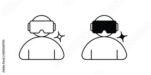 mixed reality set icon with white background vector stock illustration