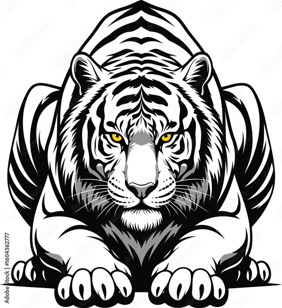 Fototapeta premium Powerful white tiger graphic design for logo or branding.