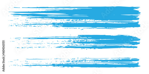 A pack of bent light blue ink vector lines. Long, rounded hand-drawn brush strokes, highlighted text, frames, and circles. Modern Asian calligraphy.
