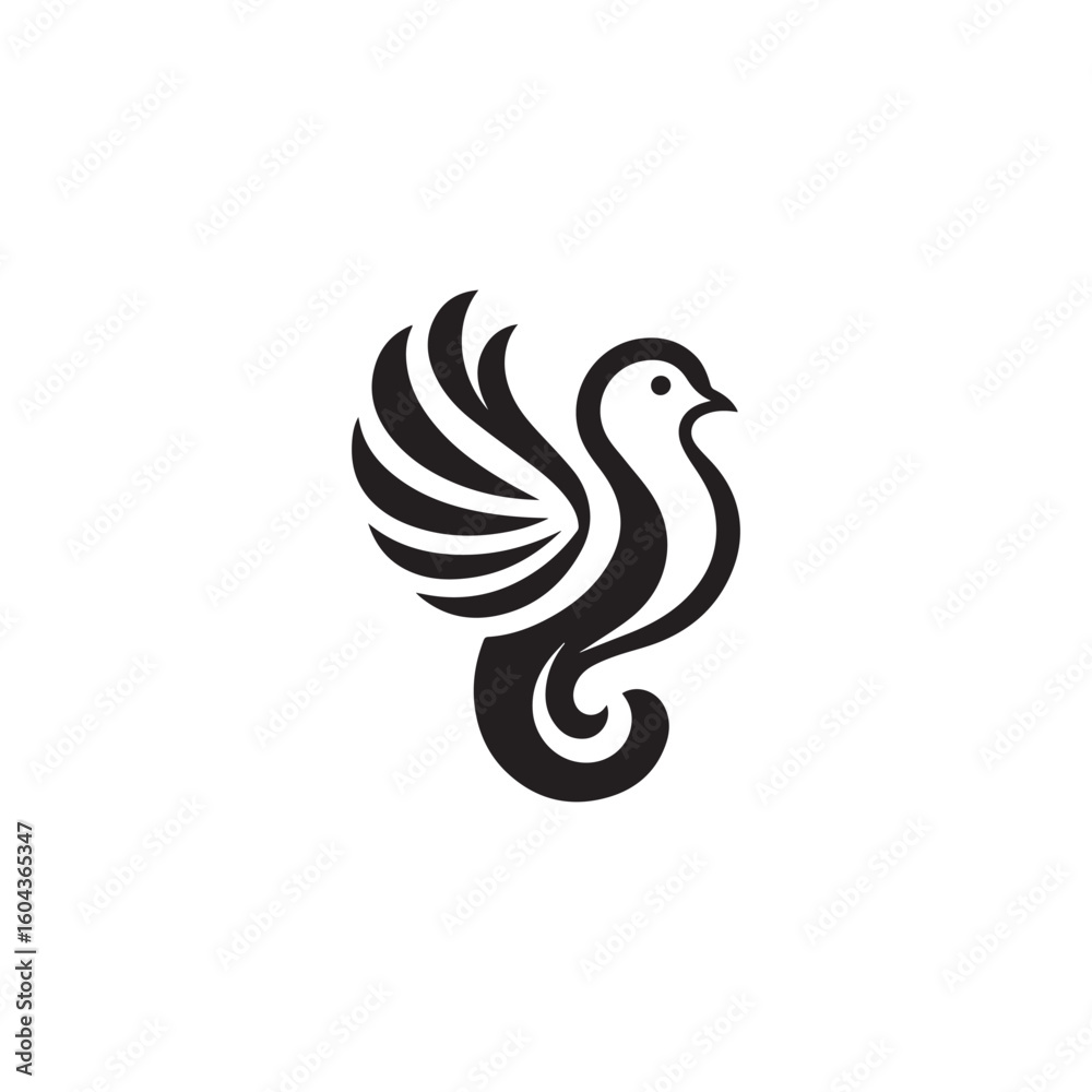 Fototapeta premium black and white dove logo vector