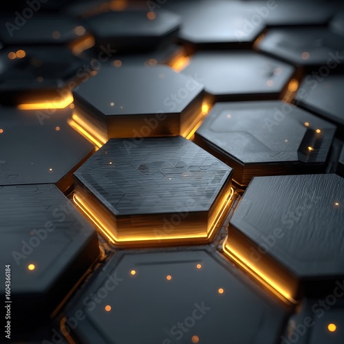 Futuristic Hexagonal Metallic Technology Design