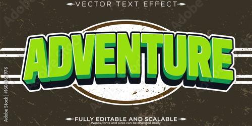 Retro vintage camping adventure text effect, editable 70s and 80s text style