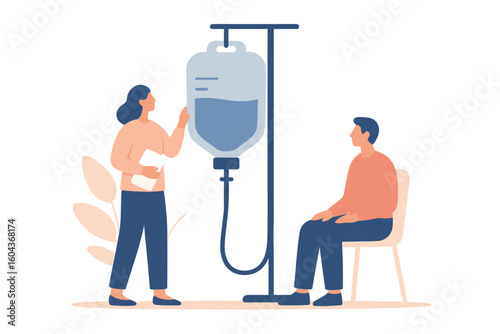 Medical treatment concept with intravenous therapy in modern flat style