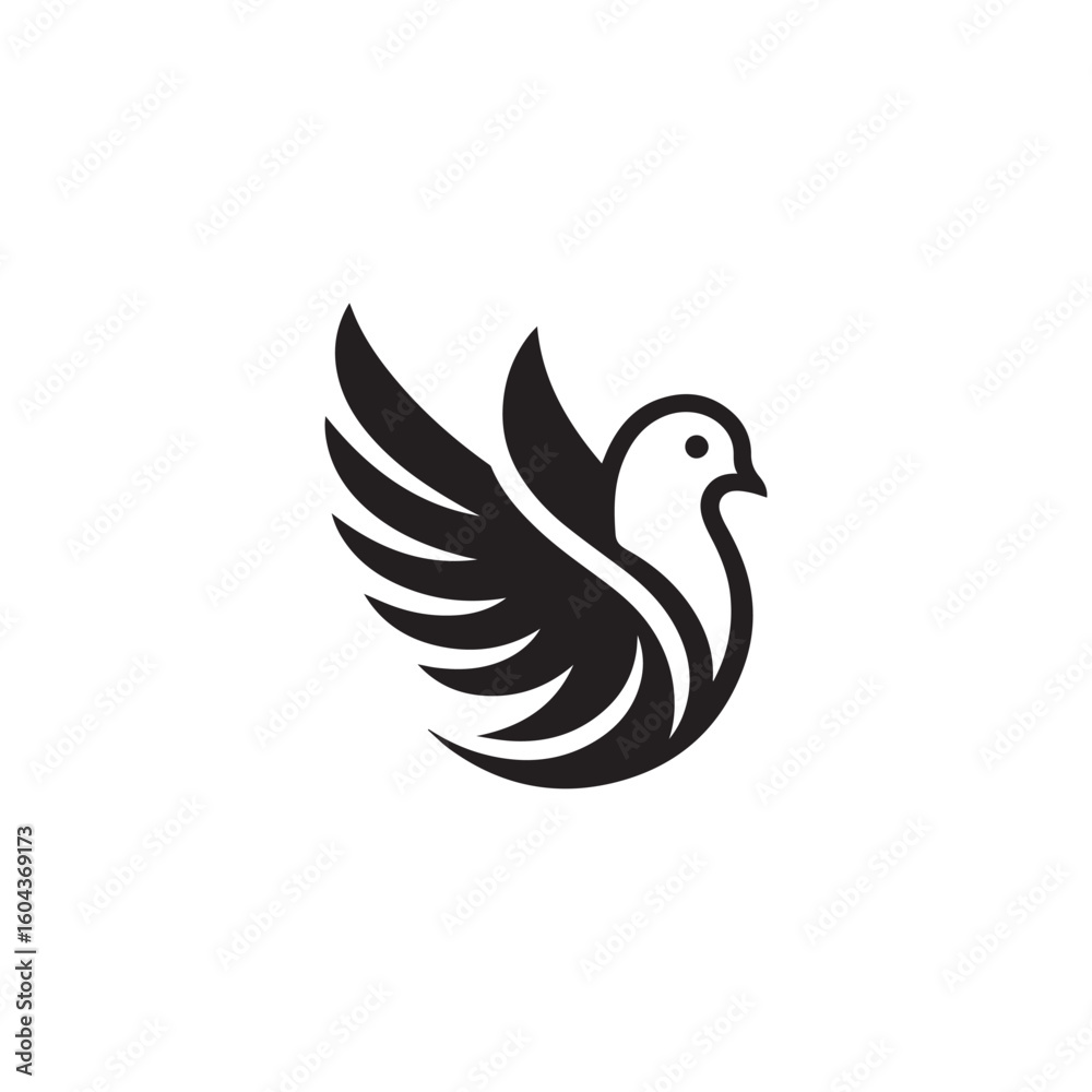 Fototapeta premium black and white dove logo vector