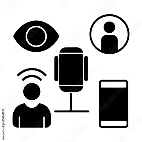 Inclusive Tech Icons – Voice Command, Screen Reader, Accessibility Set.