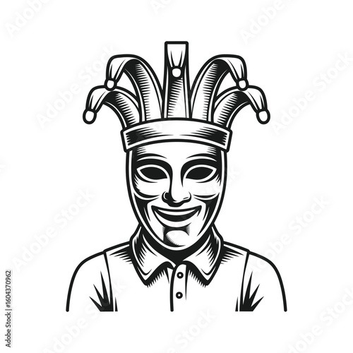 Jester mask with bells and shirt costume