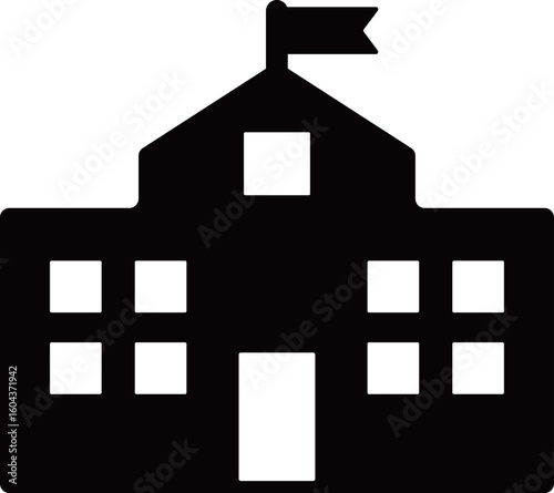学校のアイコン　モノトーン