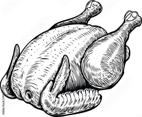 Classic Raw Chicken Drawing