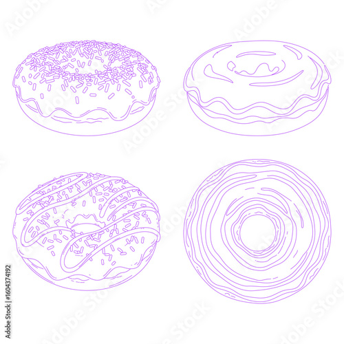Donut line art sweet dessert outline illustration