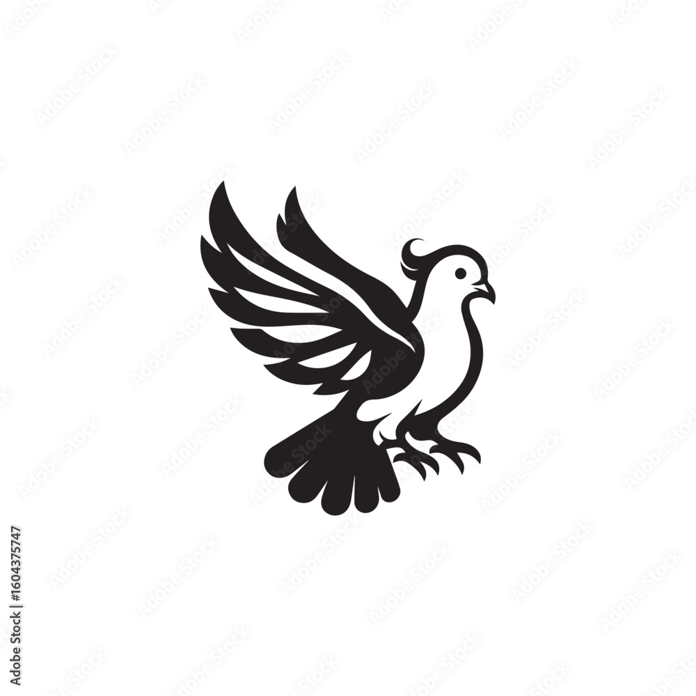 Fototapeta premium black and white dove logo vector