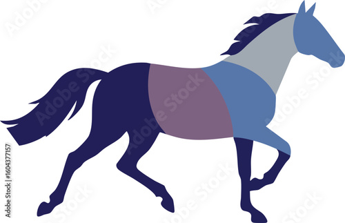 Stylized Horse Silhouette with Color Blocks
