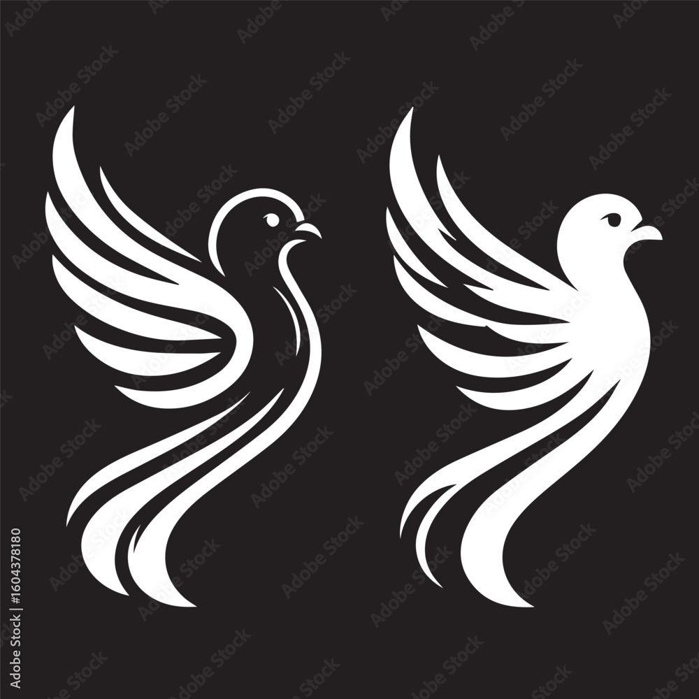 Obraz premium black and white dove logo vector