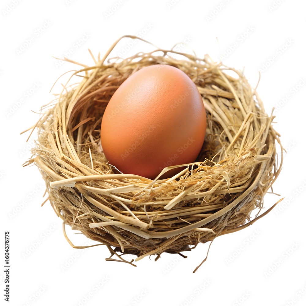 Egg in a Nest (Straw Nest): One egg sitting in a straw nest, rustic style PNG Egg in a Nest (Straw Nest): One egg sitting in a straw nest, rustic style PNG