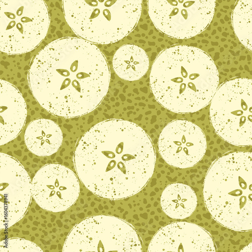 Pears Cross-sectional Slices Vector Seamless Pattern