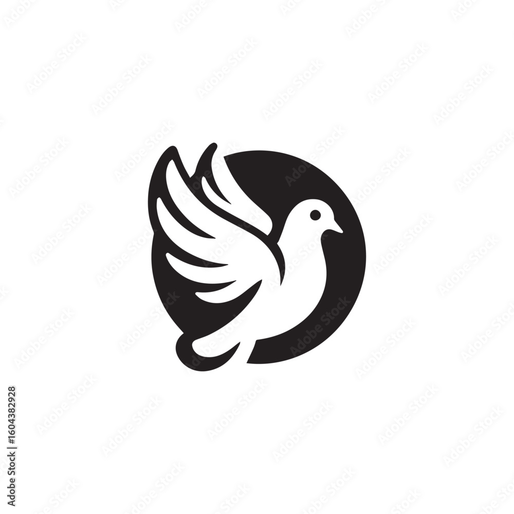 Obraz premium black and white dove logo vector