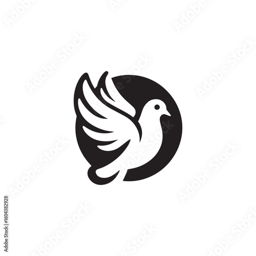 black and white dove logo vector