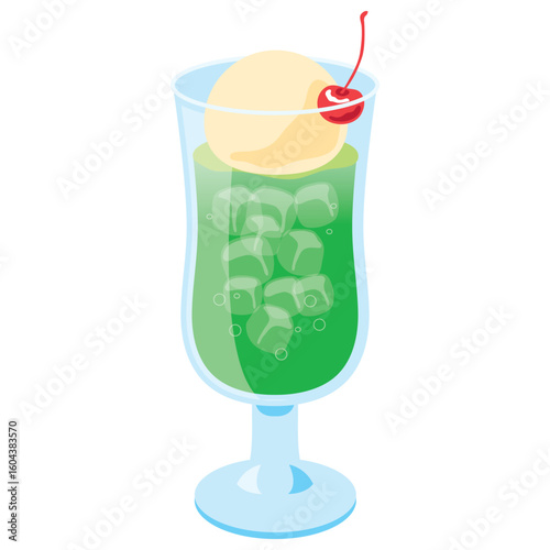 クリームソーダのイラスト_緑