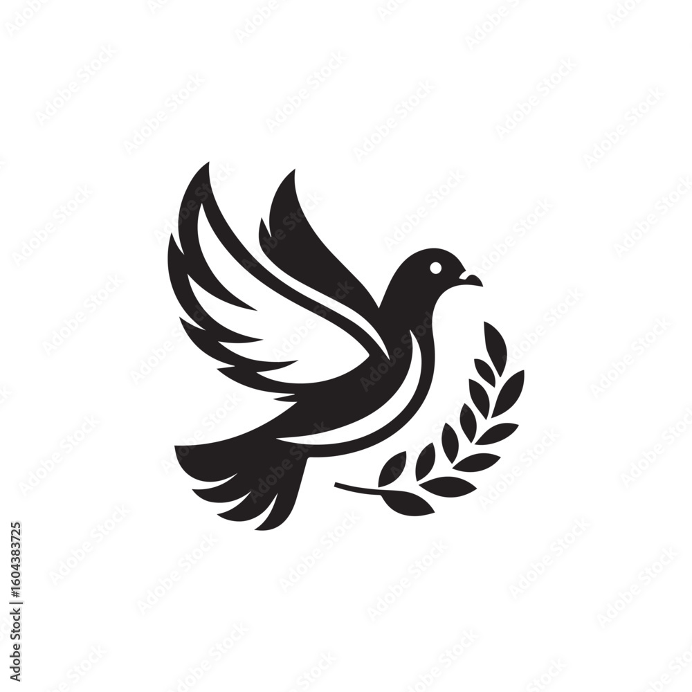 Fototapeta premium black and white dove logo vector