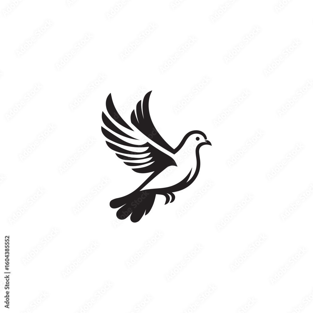 Fototapeta premium black and white dove logo vector