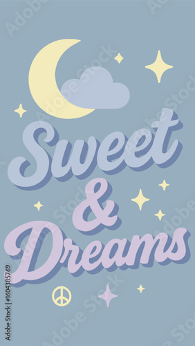 Sweet amp Dreams Celestial Nighttime Illustration For T-Shirt