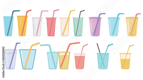 Reusable straw flat vector icon on white background, eco-friendly and sustainable drinking accessory, minimalistic design for environmental awareness, plastic-free lifestyle symbol, simple and clean 