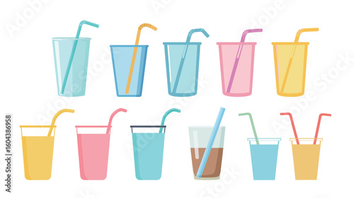 Reusable straw flat vector icon on white background, eco-friendly and sustainable drinking accessory, minimalistic design for environmental awareness, plastic-free lifestyle symbol, simple and clean 