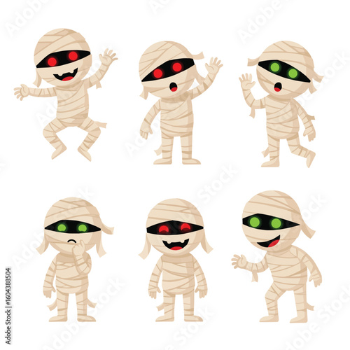 Cute Mummy Characters Halloween Undead Designs
