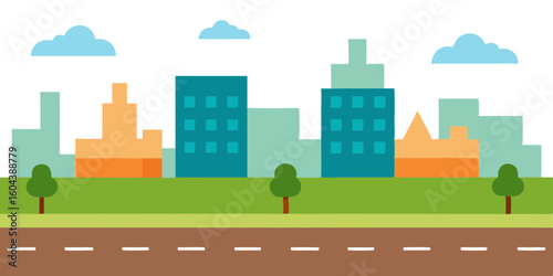 Photography seamless cartoon city landscape vector unending