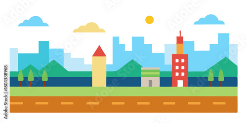 Φωτογραφία seamless cartoon city landscape vector unending
