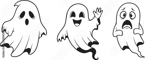 Halloween Ghost Characters Spooky Spirit Designs
