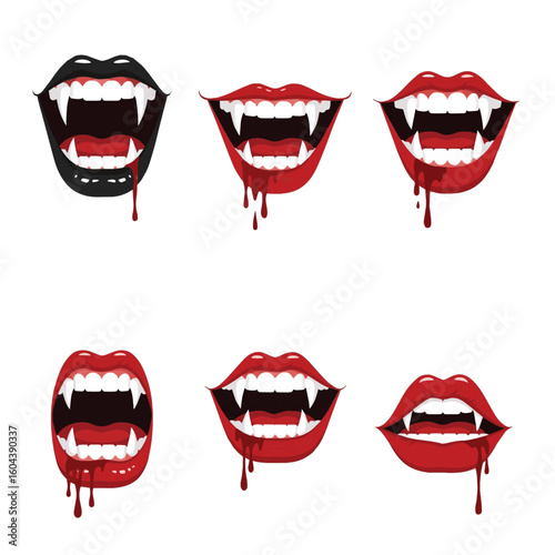 Vampire Mouth Fangs Bloody Halloween Designs
