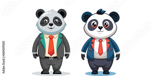 Cool Corporate Panda CEO in Casual Friday Outfit Vector – Fun Office Animal Character in Relaxed Businesswear – Perfect for Branding, Prints, and Creative Projects