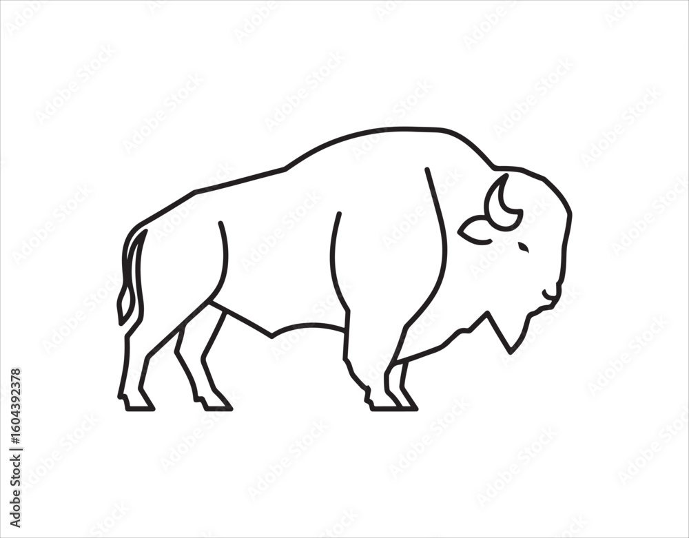 Obraz premium Simple Buffalo Template Icon on a white backdrop