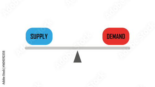 Supply and demand on scale, balance of price determination in market, economic theory, purchase of good or service