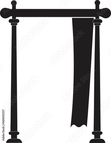 Solid Flat Minimal Curtain Rod Silhouette