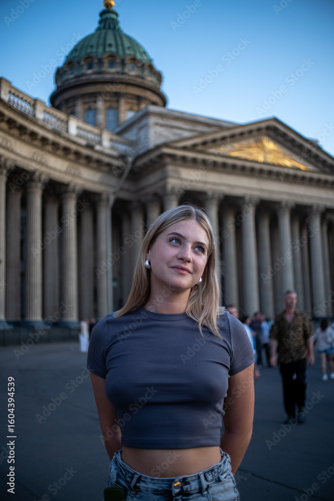 Fototapeta premium woman pretty face in saint petersburg 