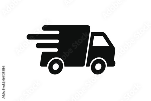 Fast delivery truck icon for express shipping service. Logistics and transportation concept vector. Quick cargo van for online shopping order. Web and mobile app symbol.
