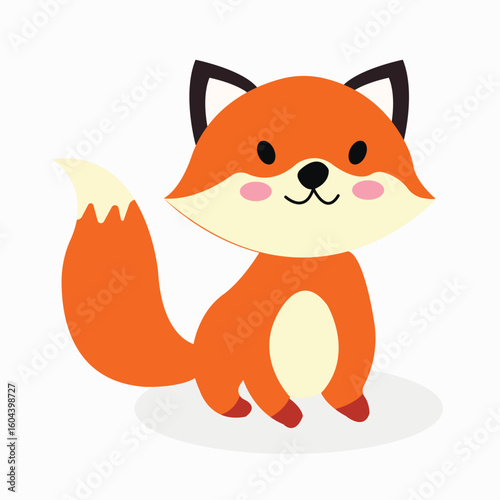 red fox in cartoon style isolate on white background