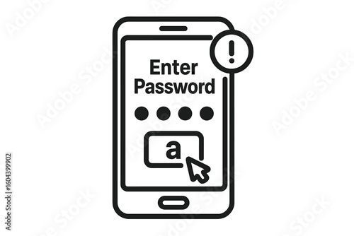 Phone password security icon. Smartphone with enter password notification. Concept for verification, authorization, login access, data protection and two-step authentication.