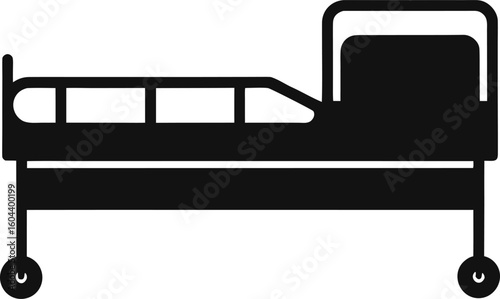 Solid Flat Minimal Hospital Bed Silhouette