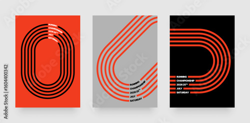Layout with running track for sports event, competition or championship. Template for background, cover or poster.