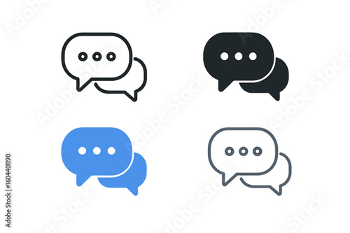 Chat message bubbles vector icon set. Communication talk bubble symbol for web and mobile app. Dialog, conversation, and SMS notification element for UI design.