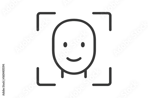 Face ID icon. Facial recognition technology concept. Biometric identification symbol for security access. Simple thin line vector illustration for user authentication.