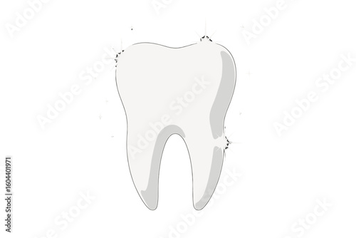 Realistic healthy tooth with glowing effect. Vector image of a white clear tooth for teeth whitening. Dental health concept. Molar hygiene. Oral care and dentistry icon.