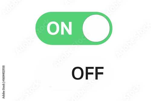 On and Off toggle switch buttons. Vector flat design icon for user interface. UI UX element for app and web. Enable and disable, power button concept. Active, inactive switch.